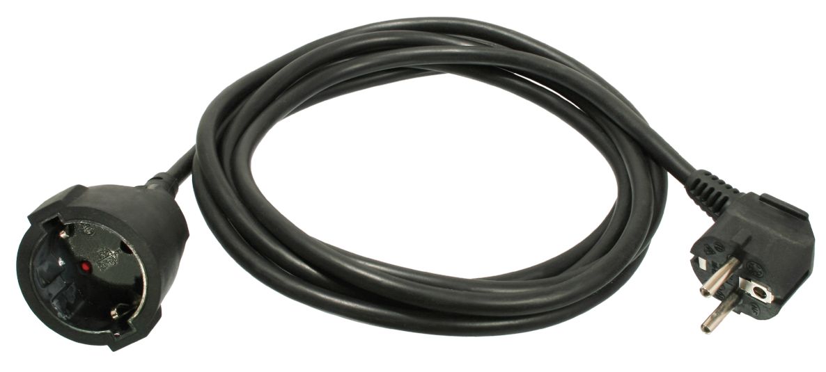 Schwabe 50202 Vinyl-skjøteledning 230V/16A IP20 H05VV-F 3G1.5 Svart 2m