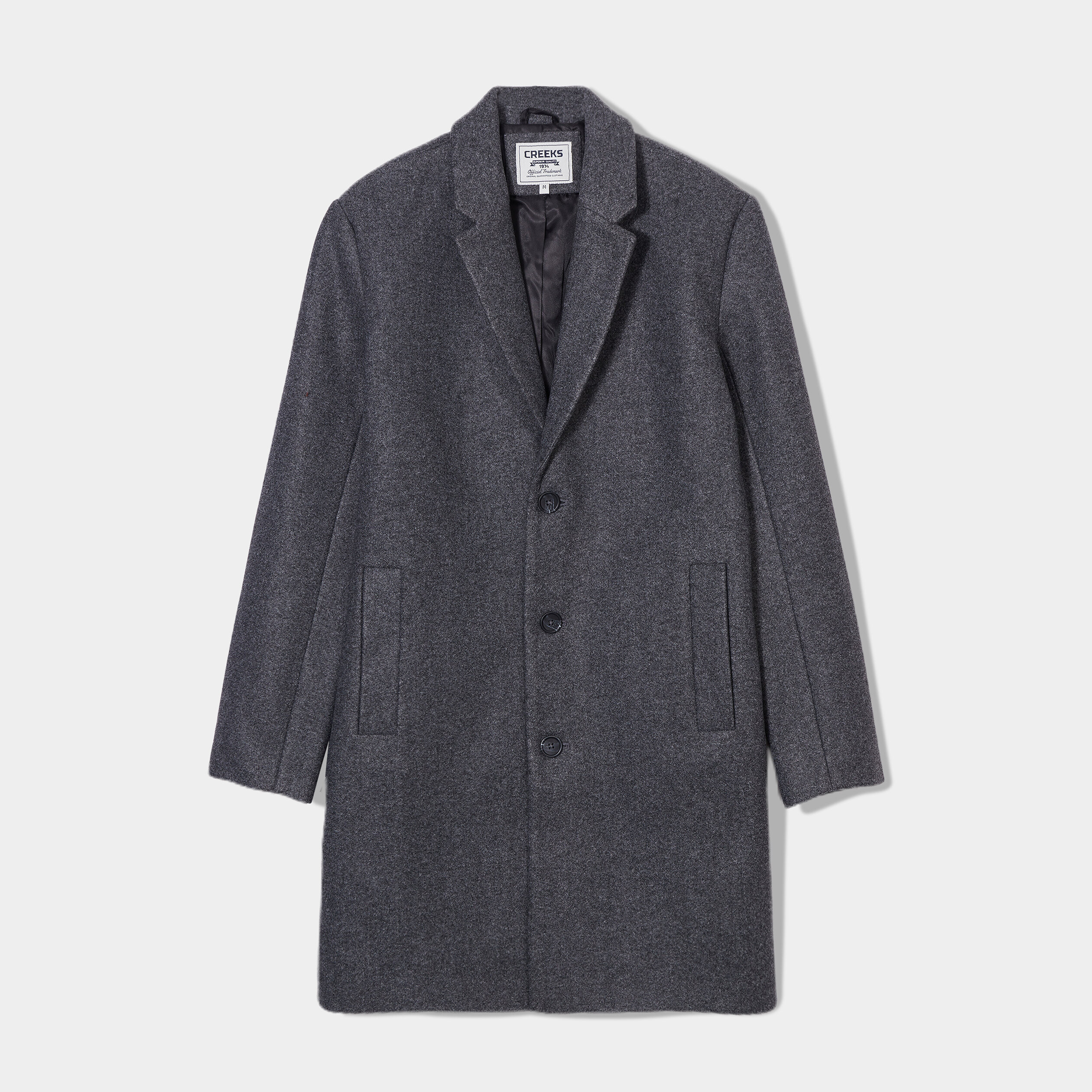 Manteau long fermeture boutonnée Creeks gris homme | La Halle