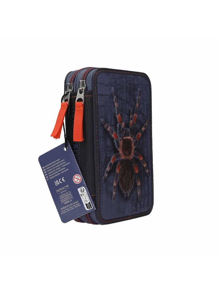 Depesche 2-Fach Federtasche mit Spinne Adventure World 5,5 x 12 x 19 cm in blau-orange günstig kaufen onesize