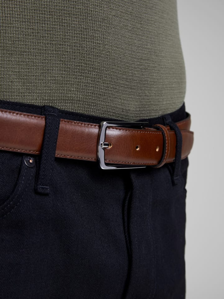 Jack & Jones Legerer Echtleder Gürtel Leather Belt JACCHRISTOPHER in Braun günstig kaufen