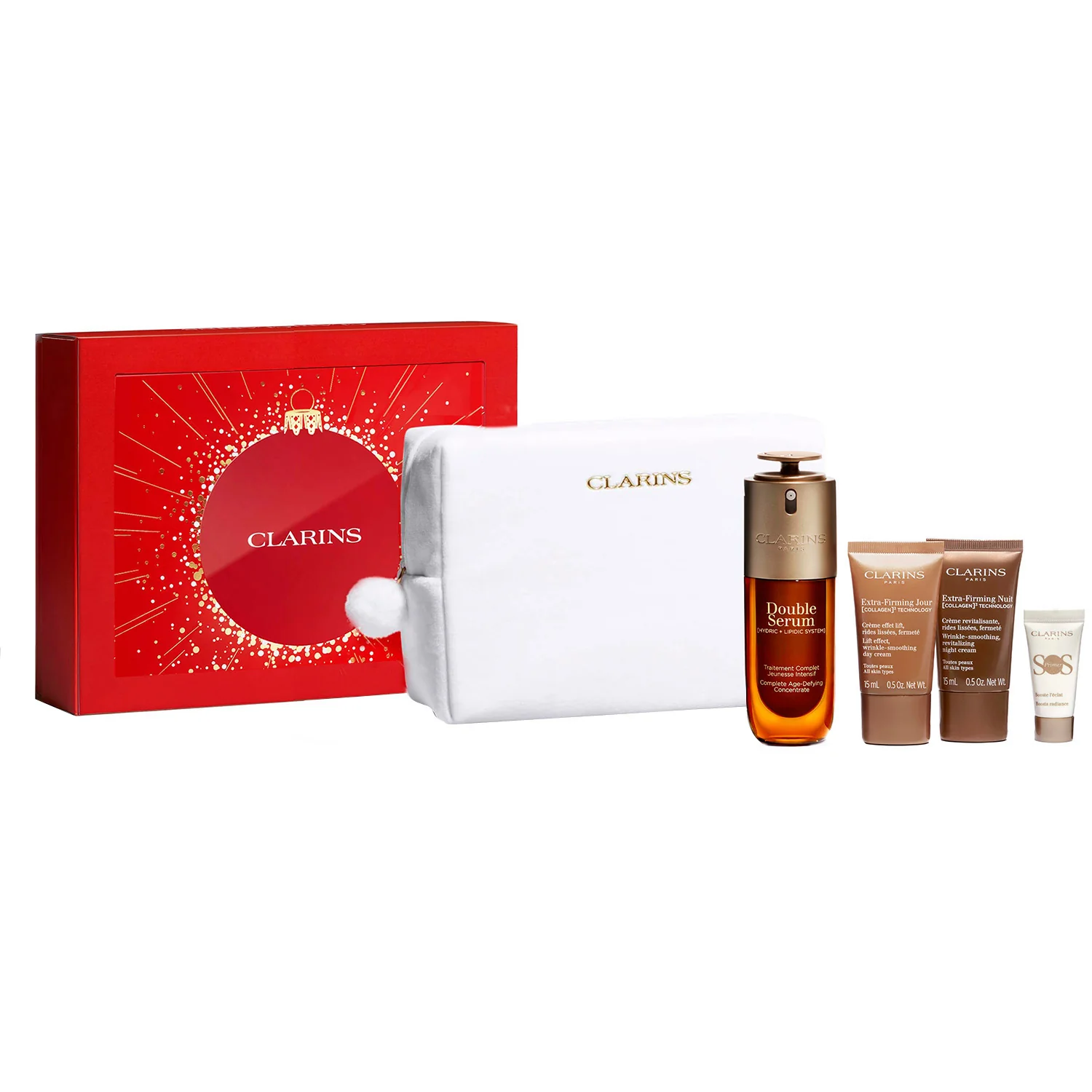 Dvostruki serum SET Dvostruki serum i ritual za ekstra učvršćivanje - set za lifting, serum za lice s globalnim efektom, dnevna krema za lifting, noćni tretman za lifting, podloga za šminku