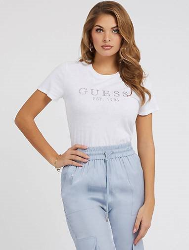 GUESS Damen T-Shirt CRYSTAL EASY
