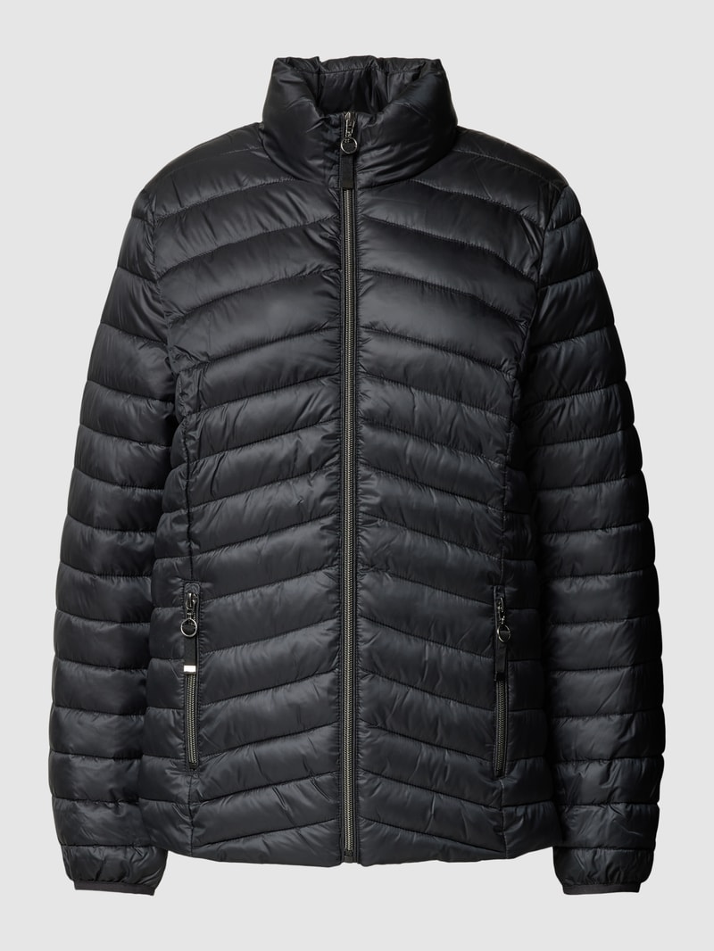 Steppjacke mit Stehkragen in schwarz