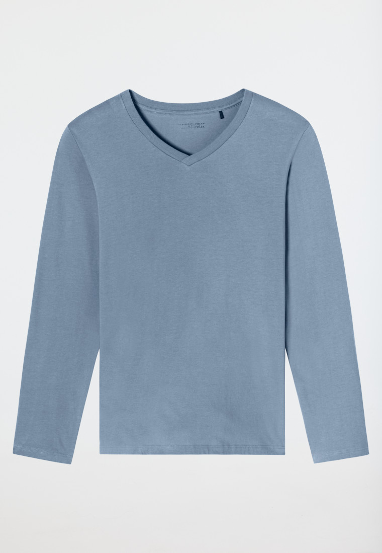 Shirt langarm V-Ausschnitt blaugrau - Mix+Relax