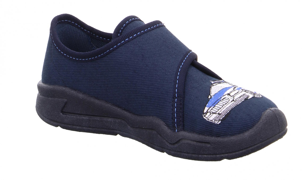 BENNY - Blau/Weiss Hausschuh mit Klettverschluss