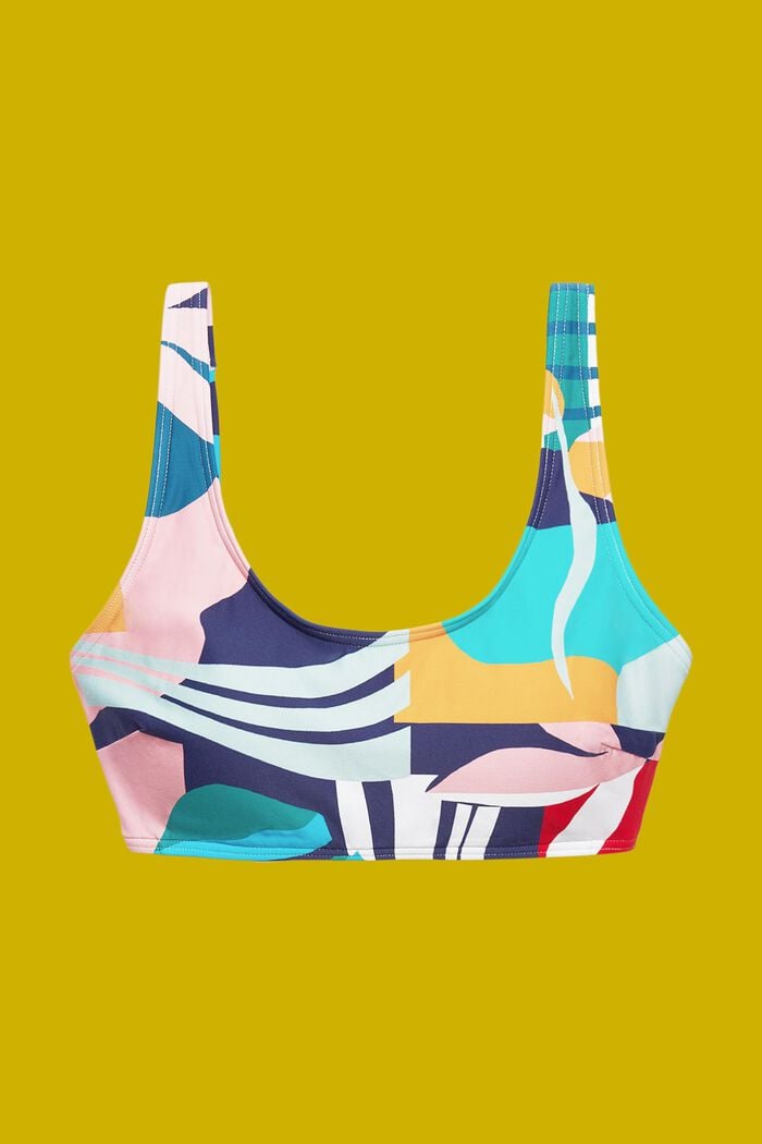 Wattiertes Bikinitop im Croptop-Look mit Print
