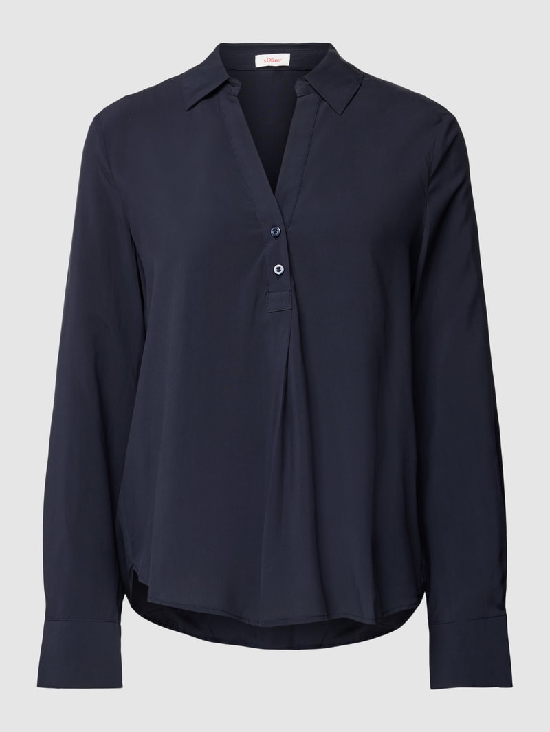 Bluse aus Viskose mit Umlegekragen in marineblau