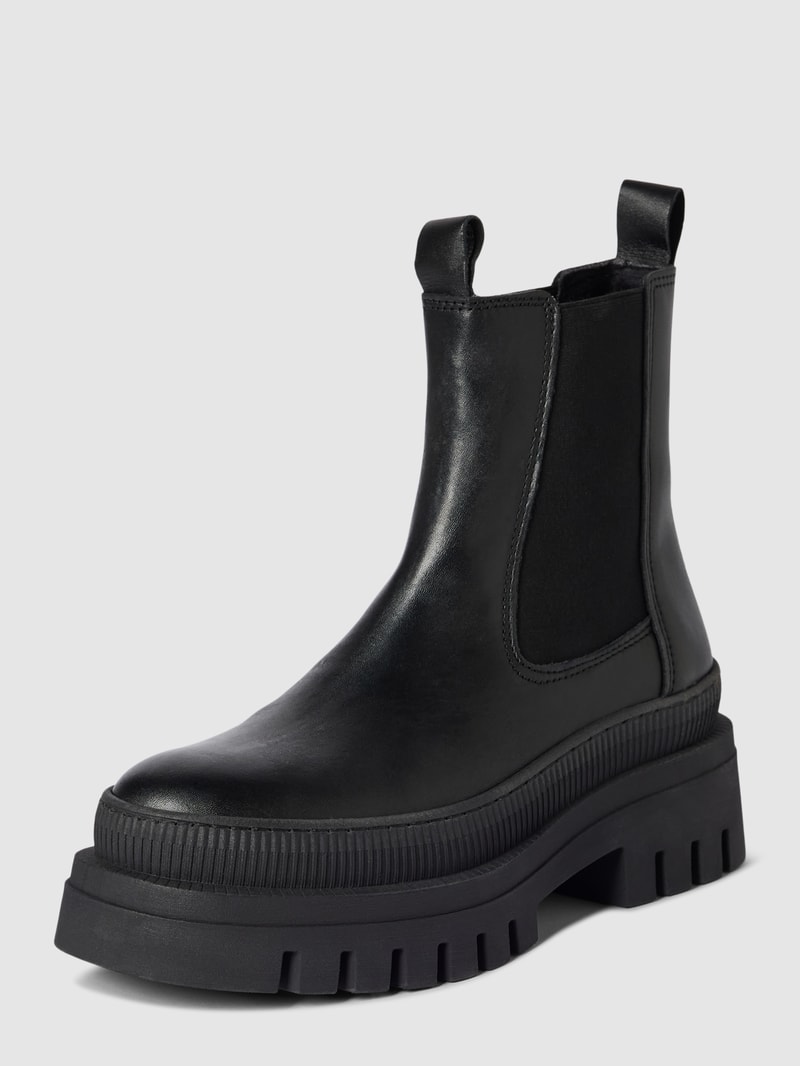 Boots aus Leder mit profilierter Sohle in schwarz
