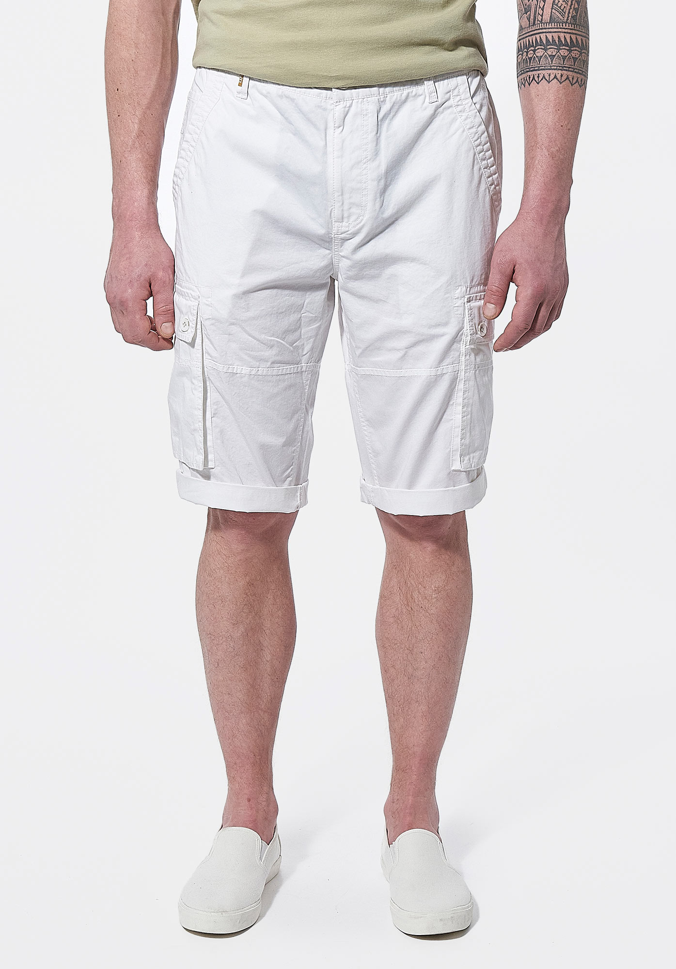 NEPAL  Bermuda cargo blanc Homme en 100% coton