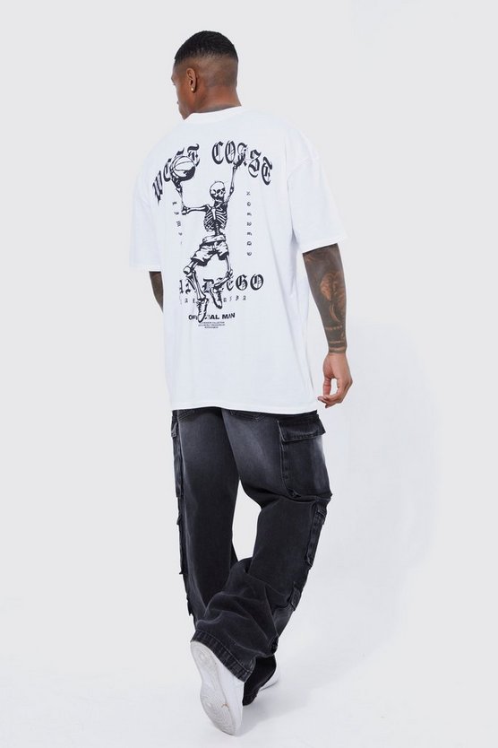 Lockere gebleichte Cargo-Jeans mit Taschen