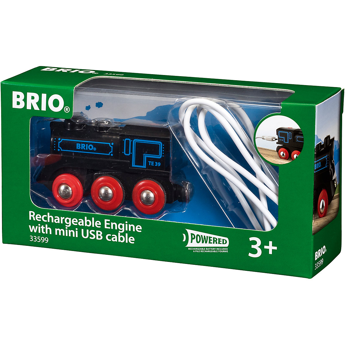 Schwarze Akku-Lok mit Mini-USB