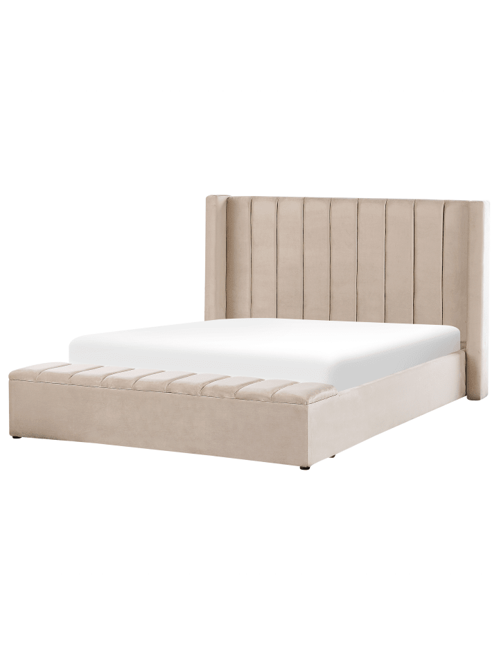 Beliani Doppelbett NOYERS in Beige - (W) 210 x (H) 132 x (L) 247 cm günstig kaufen onesize