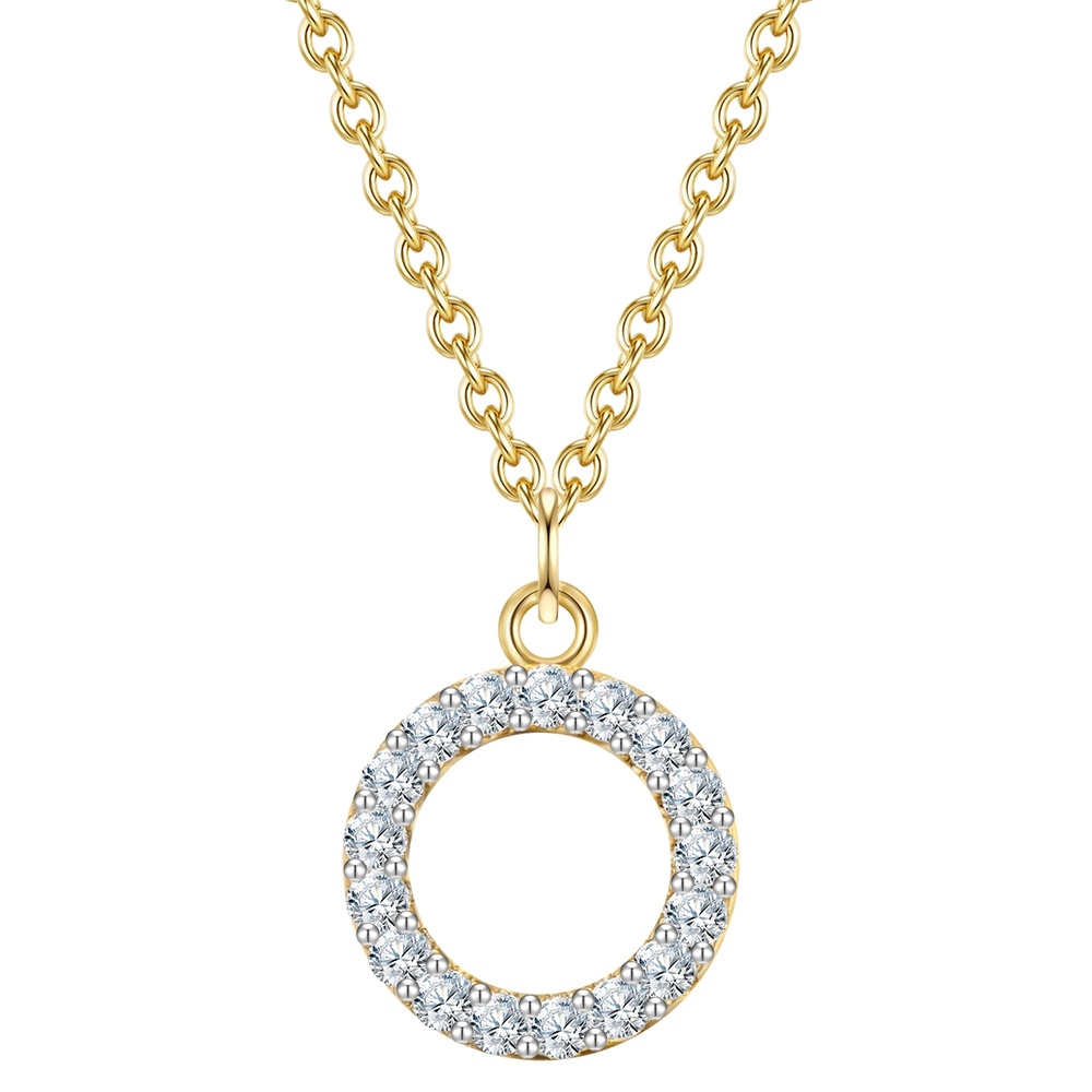 Glanzstücke München Collier en argent Lettre O Argent sterling Oxyde de zirconium (CZ) en Or jaune collier