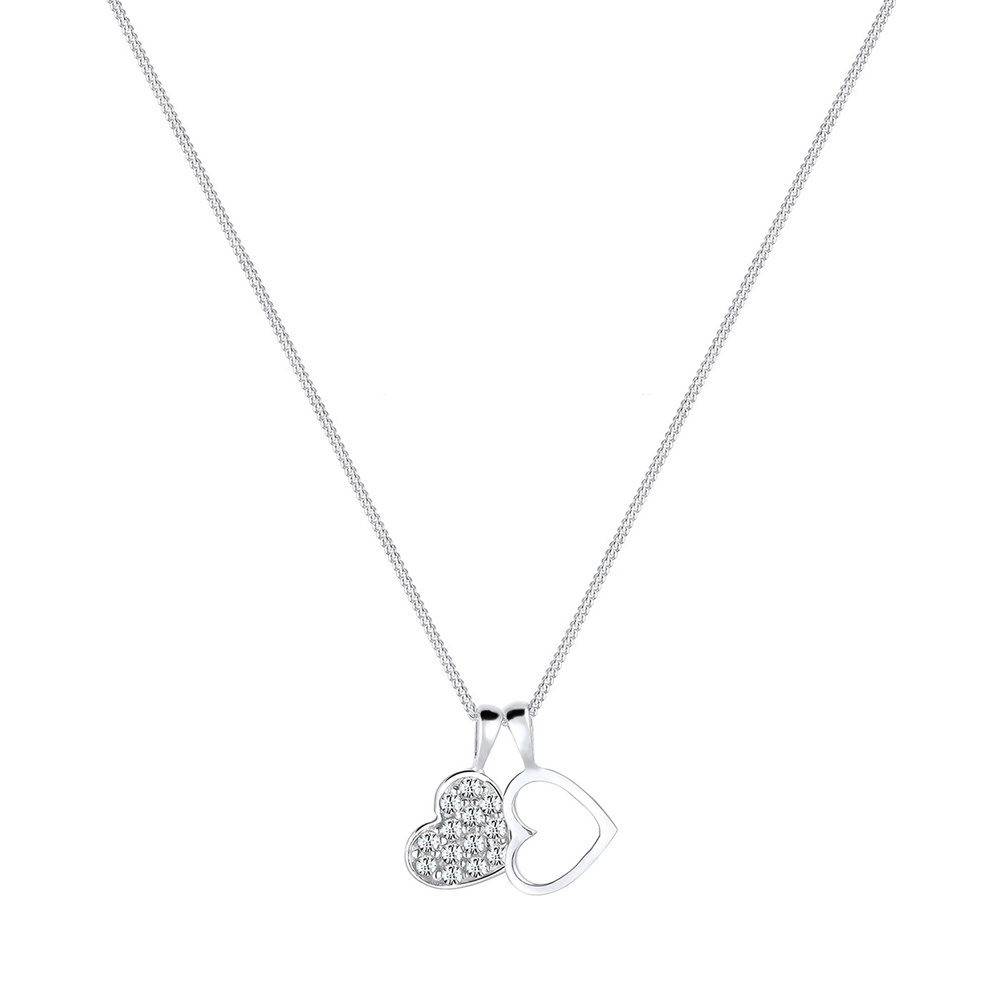 Elli Elli Collier Herz Duo Funkelnd Kristalle 925 Silber collier