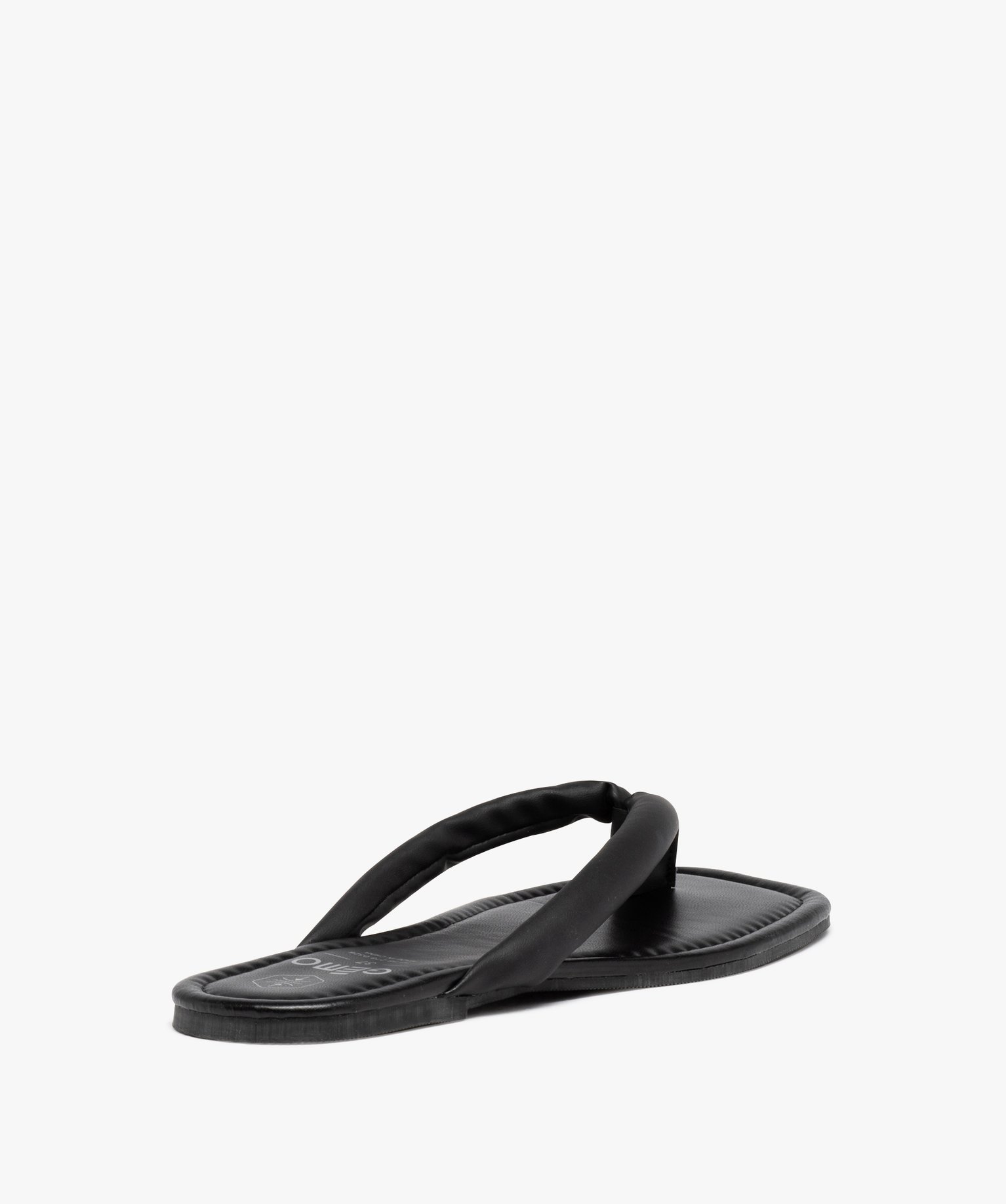 Sandales femme à entre-doigts uni matelassé noir | GEMO