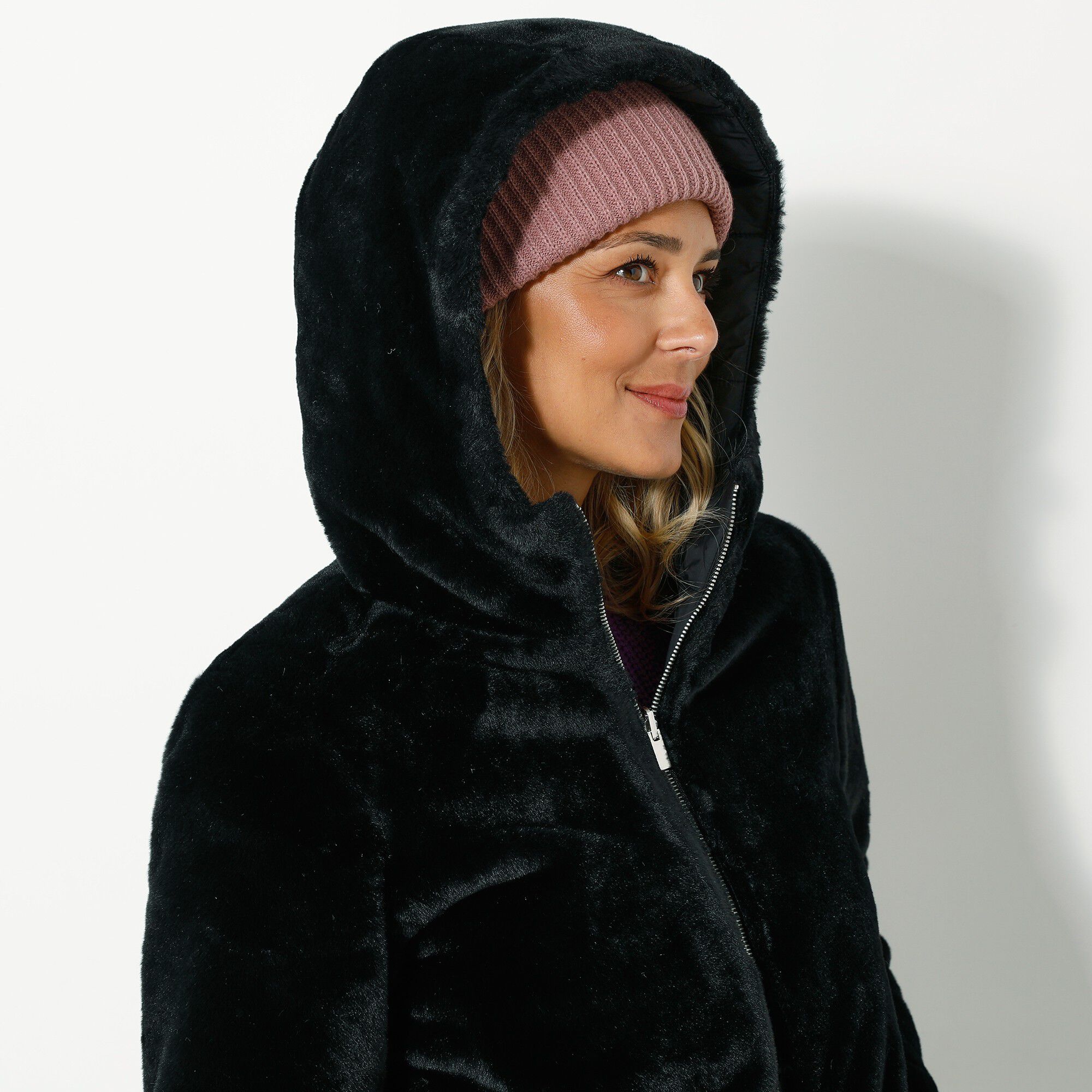 Veste fausse fourrure réversible en doudoune