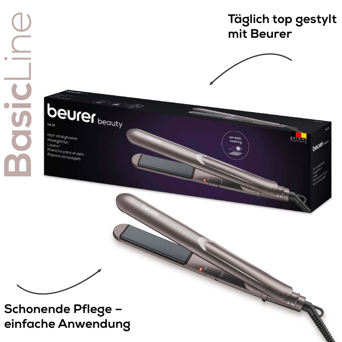 HS 15 Haarglätter-Schnell aufheizbarer und besonders schonender Haarglätter für ein vielseitiges Haarstyling