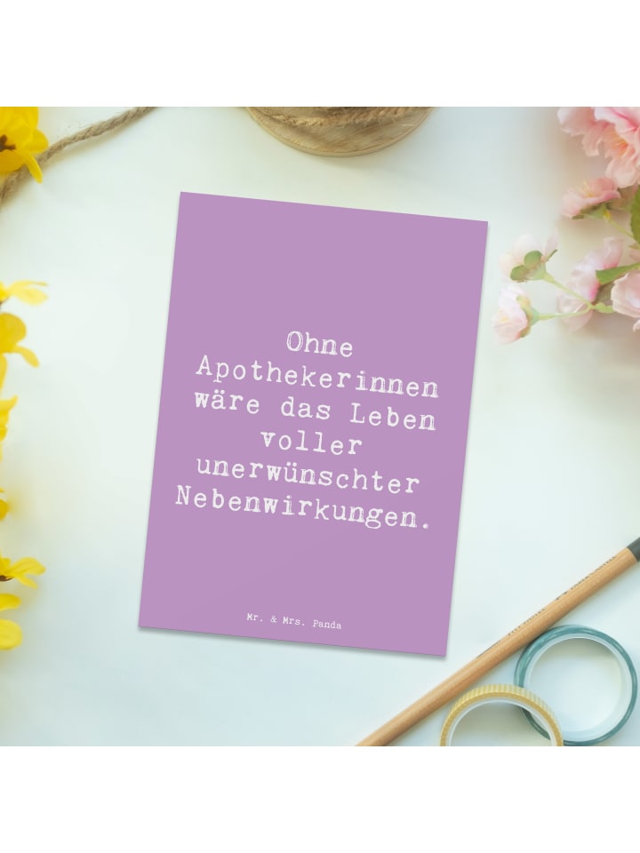 Mr. & Mrs. Panda Postkarte Spruch Apothekerin Nebenwirkung mit S... in Lavendeltraum günstig kaufen onesize
