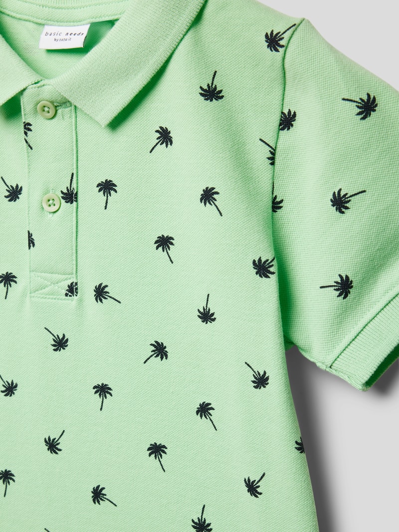 Poloshirt mit Allover-Muster Modell 'VOLO' in hellgrün