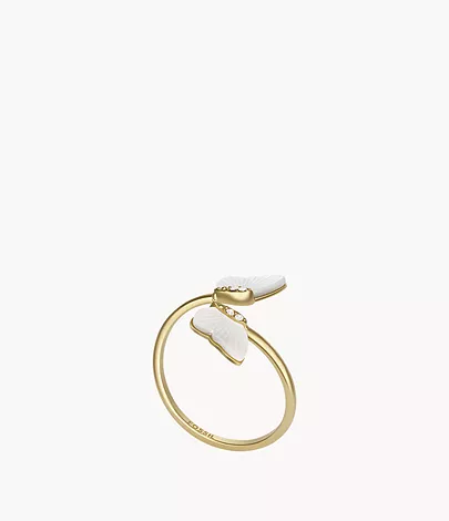 Fossil Ring Sutton Radiant Wings Butterfly Perlmutt weiß