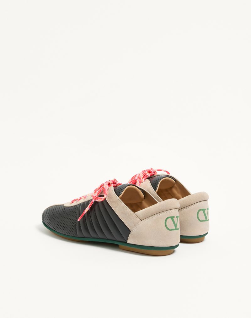 Baskets Strikie en cuir nappa perforé et croûte