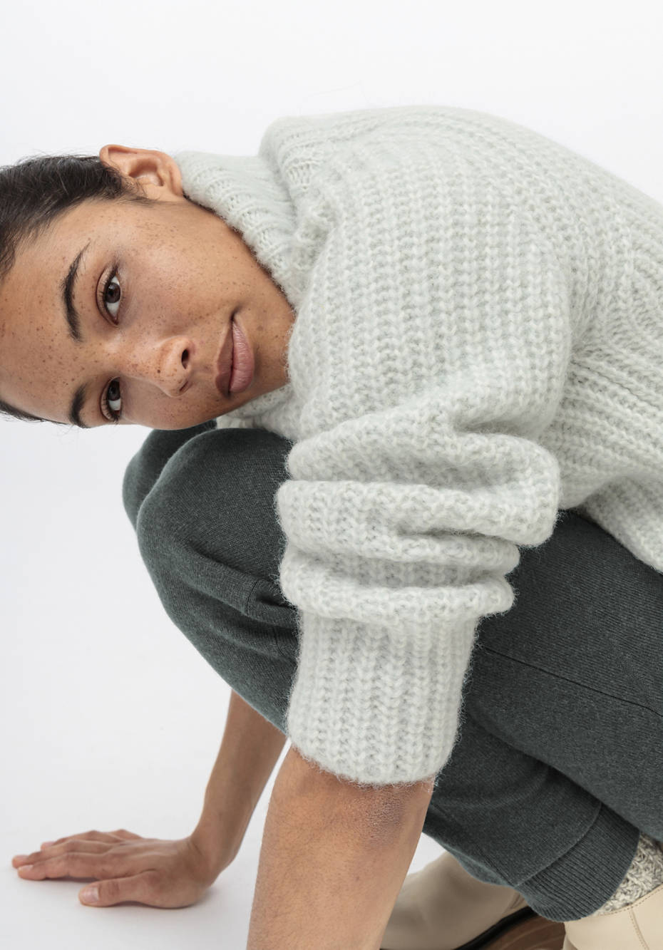 Rollkragenpullover aus Alpaka mit Bio-Baumwolle