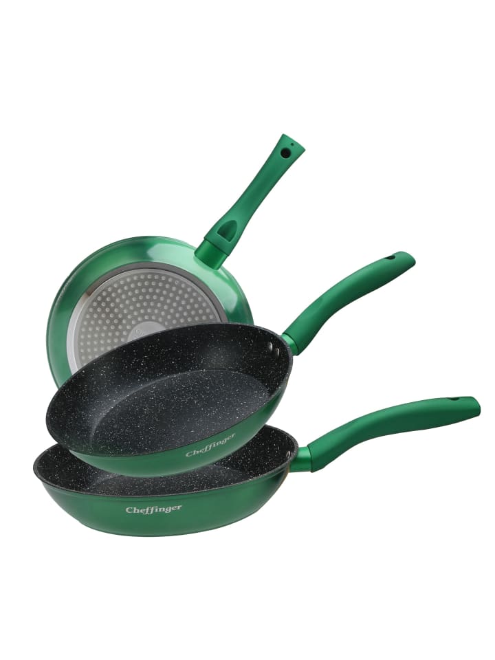 Cheffinger 3tlg Pfannenset Induktion Bratpfanne ø20-24-28cm in Grün günstig kaufen onesize