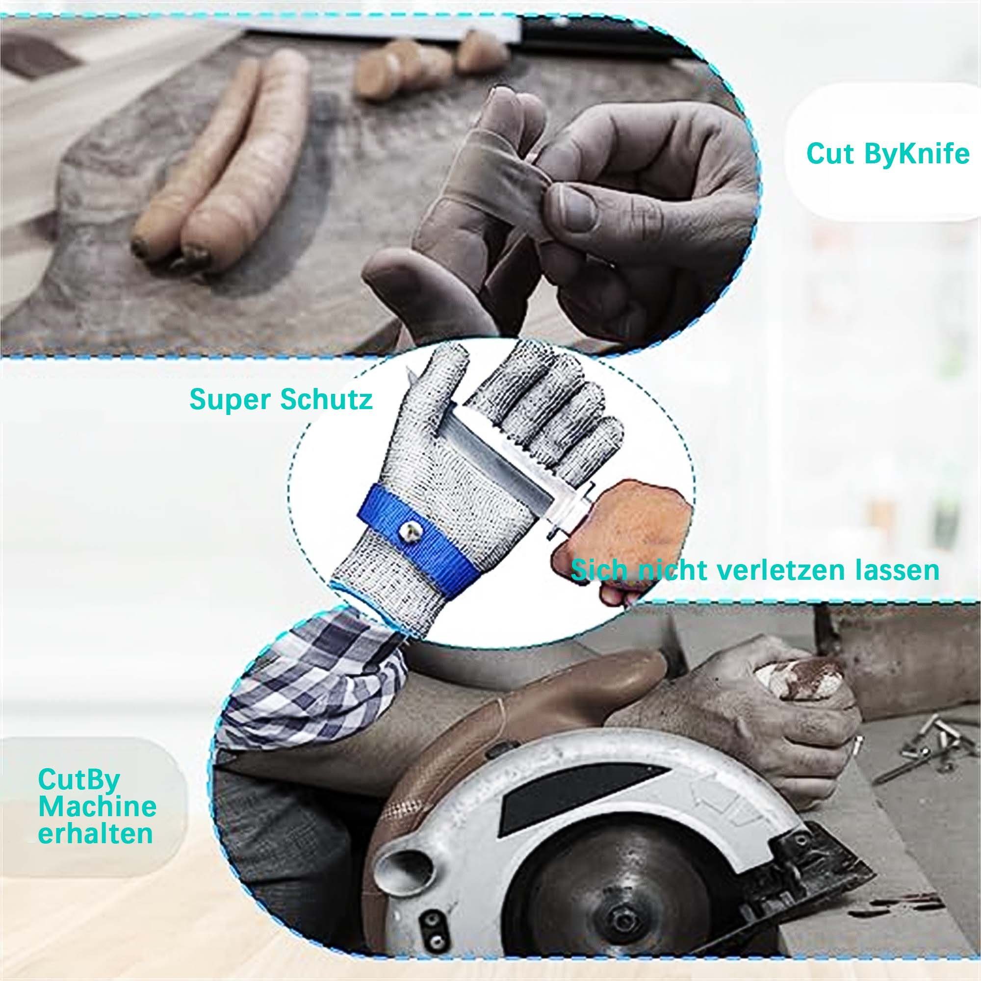 flowgoer Arbeitshandschuhe Kettenhandschuhe, Küche hoher Schutz, rostfreier Stahl