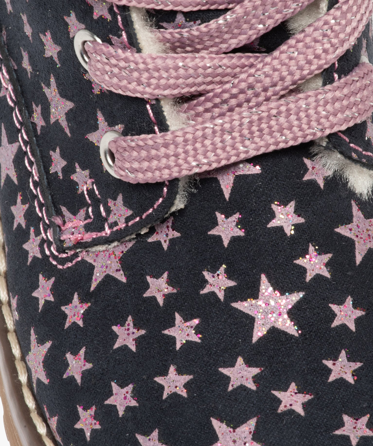 Boots fourrées fille style montagne à étoiles pailletées bleu | GEMO