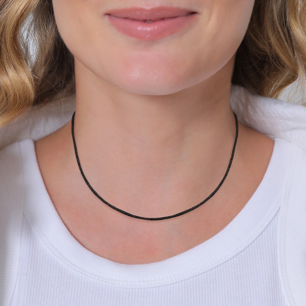 Nenalina Nenalina Collier Chaîne de ruban de soie Combinable Basic Argent 925 Bijoux