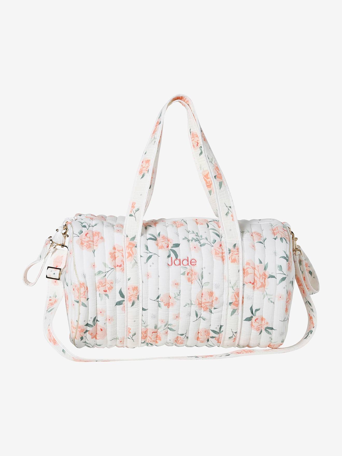 Vertbaudet Wickeltasche BABY ROLL aus Musselin, personalisierbar - zartrosa