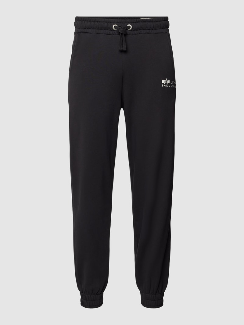 Sweatpants mit Label-Print in schwarz