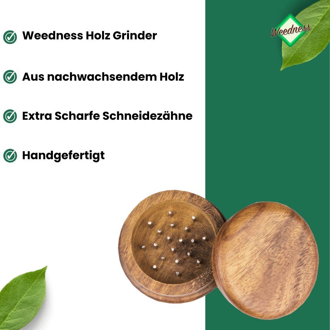 Weedness Kräutermühle Holz Grinder aus Ebenholz handgefertigt Cruncher Crusher Wood
