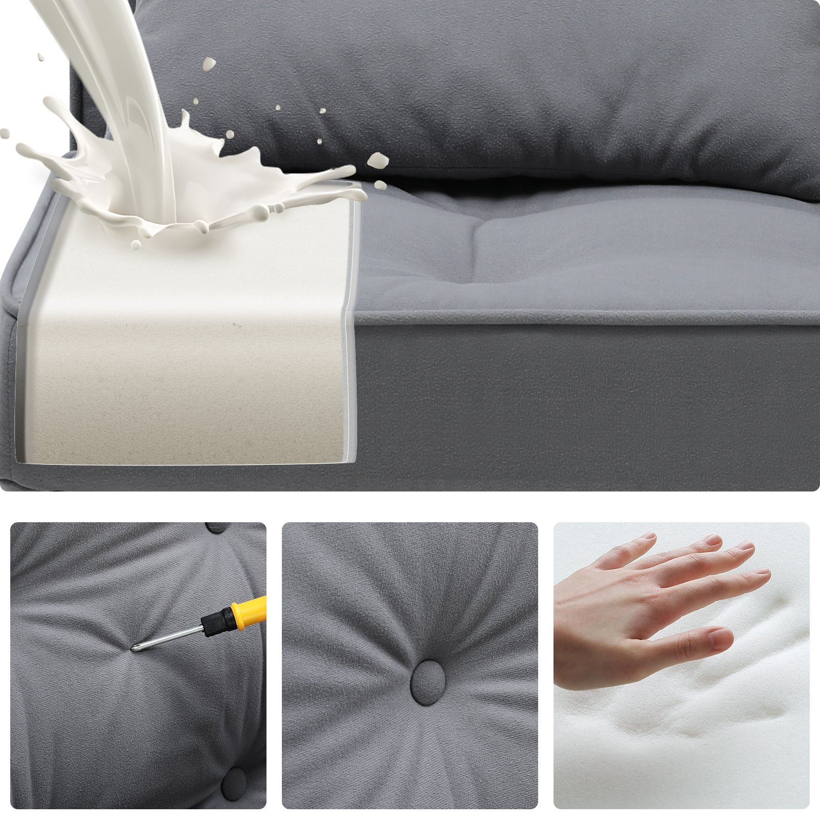 COMHOMA Relaxsessel Bodensofa Klappbar Bodensessel mit Schlaffunktion, Lazy Sofa, gepolsert mit 5-stufig Verstellbarer Rückenlehne