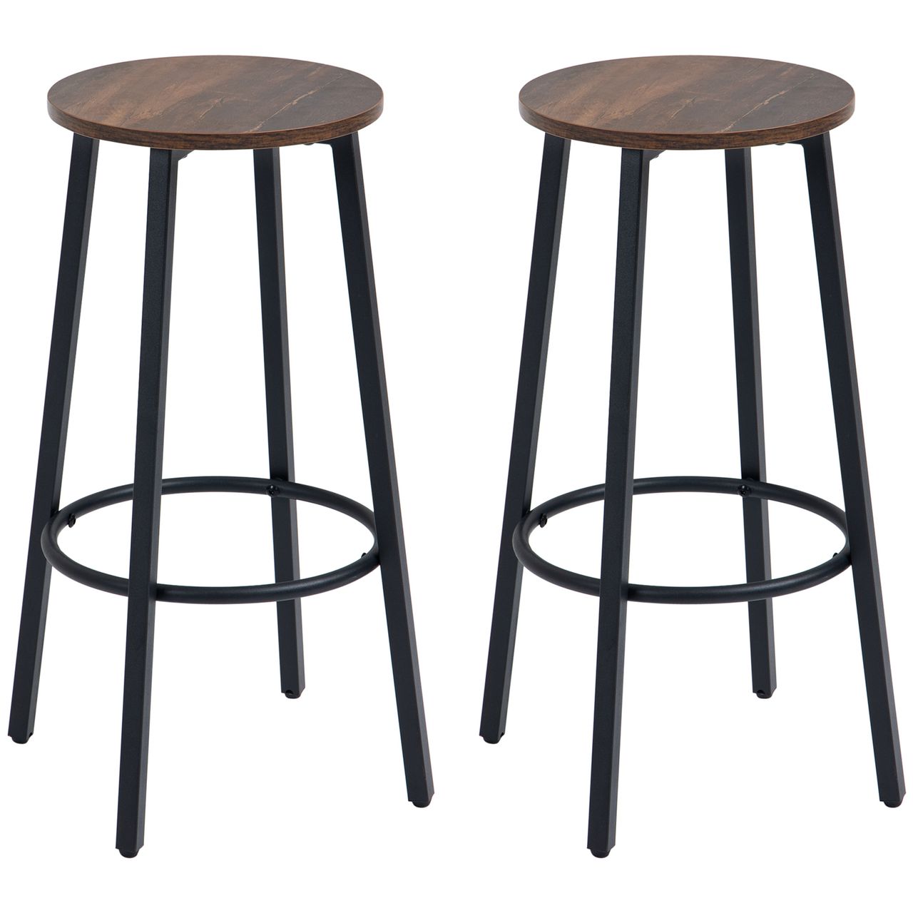HOMCOM Barhocker, 2er-Set Barstühle mit Fußstütze, Tresenhocker mit Stahlgestell