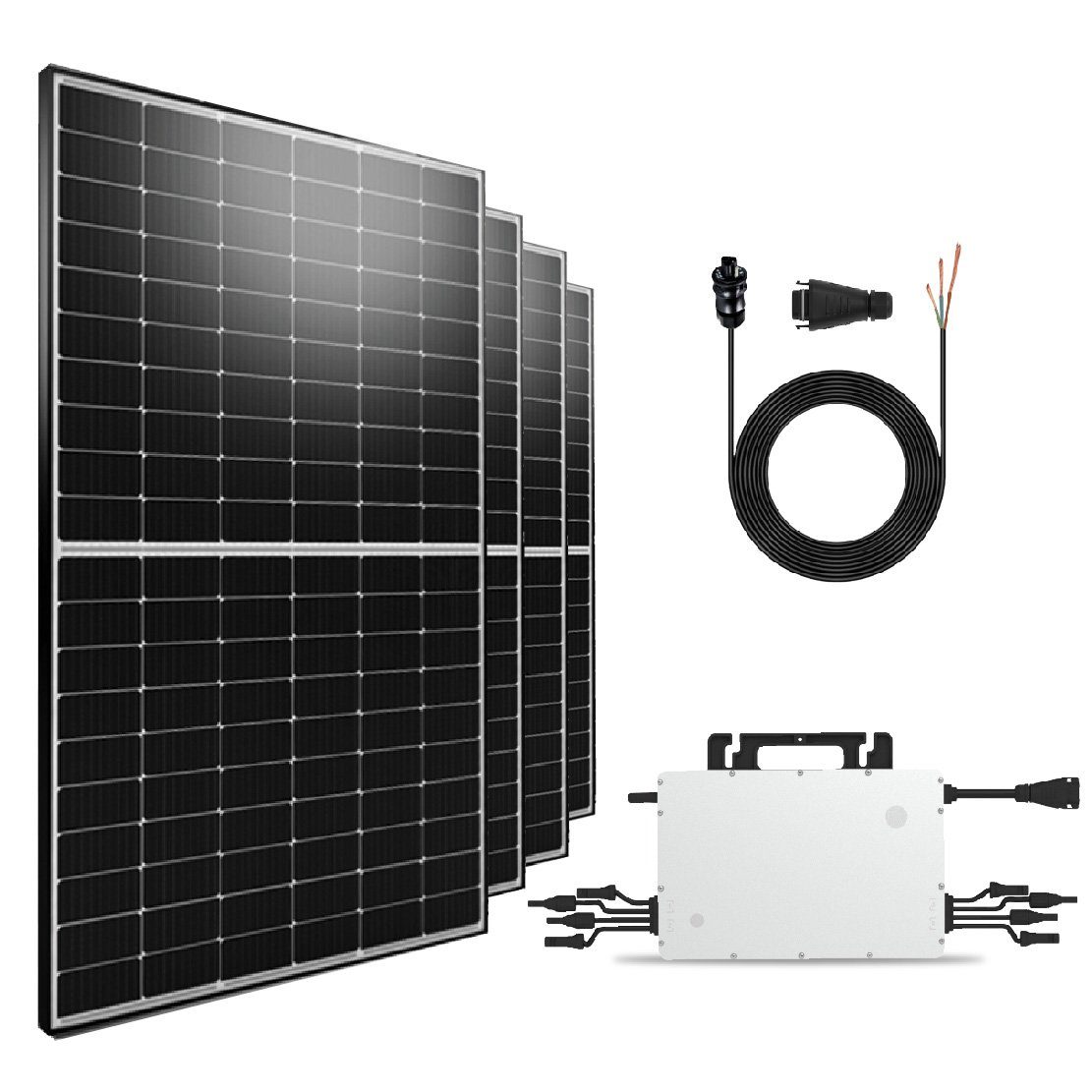 Campergold Solaranlage 2000W (4x 500W) Photovoltaik Balkonkraftwerk Mini-PV Anlage, Hoymiles HMS-1600W-4T (Die Freigabe der Verbindung für 4 Module) Mikrowechselrichter, Antireflexbeschichtung, Monokristallin, Wasserdichtigkeitsklasse, Balkon-Solaran