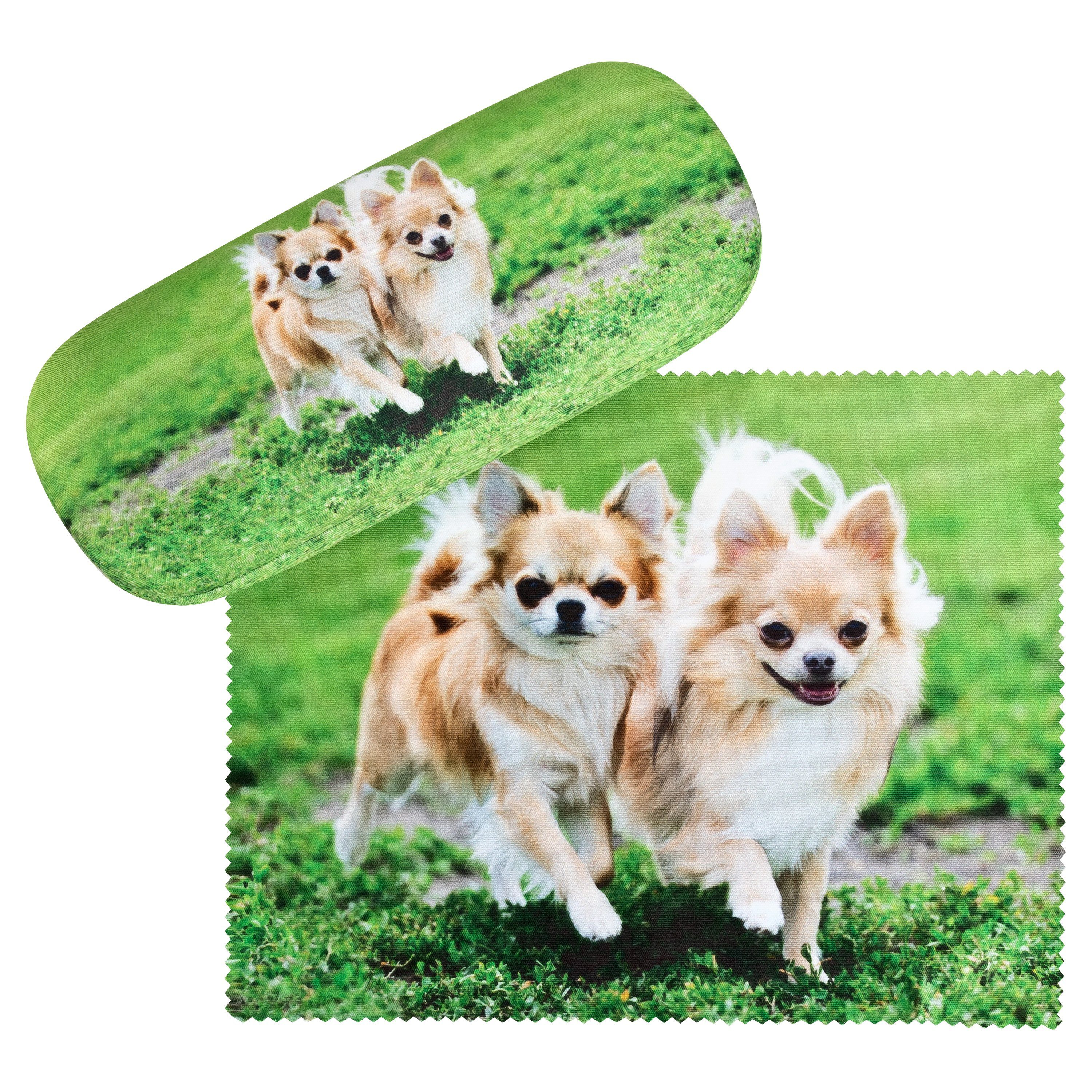 von Lilienfeld Brillenetui Brillenetui Chihuahuas Hund Motiv Hardcase, stabiles mit Mikrofaser bezogenes Hardcase