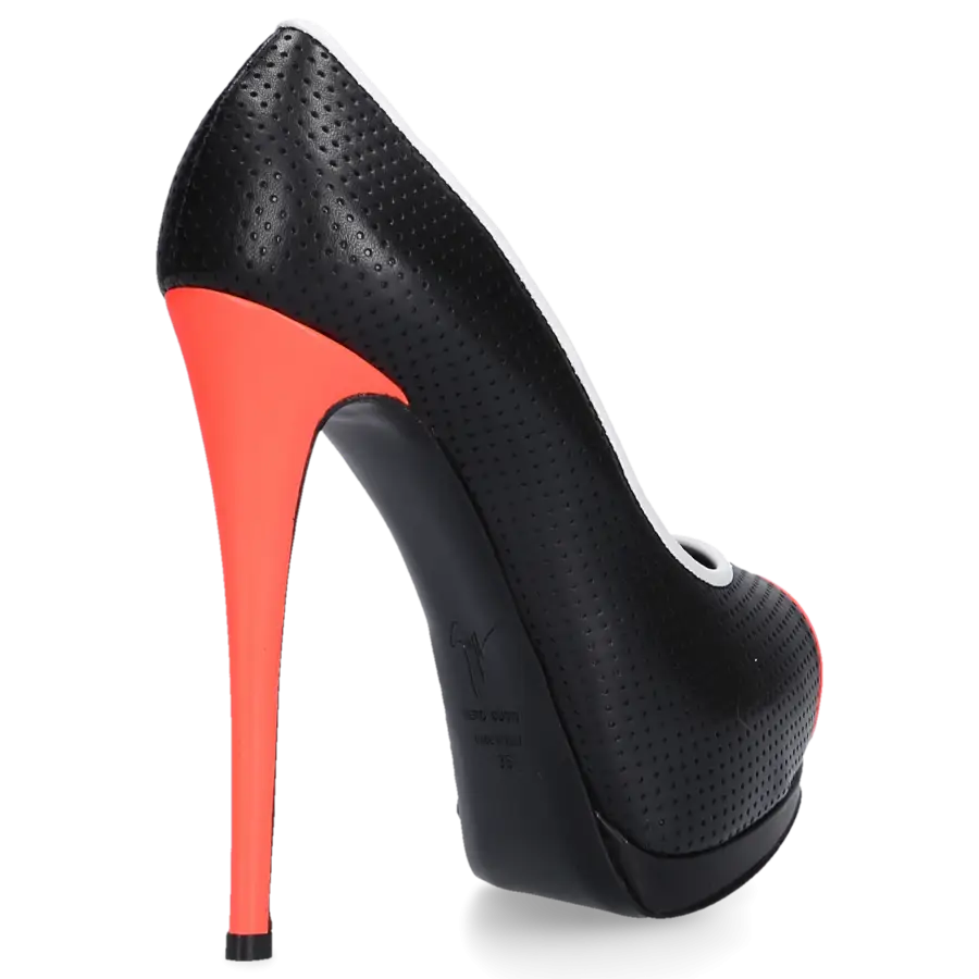 Giuseppe Zanotti - Peeptoes SHARON Kalbsleder perforiert schwarz - schwarz