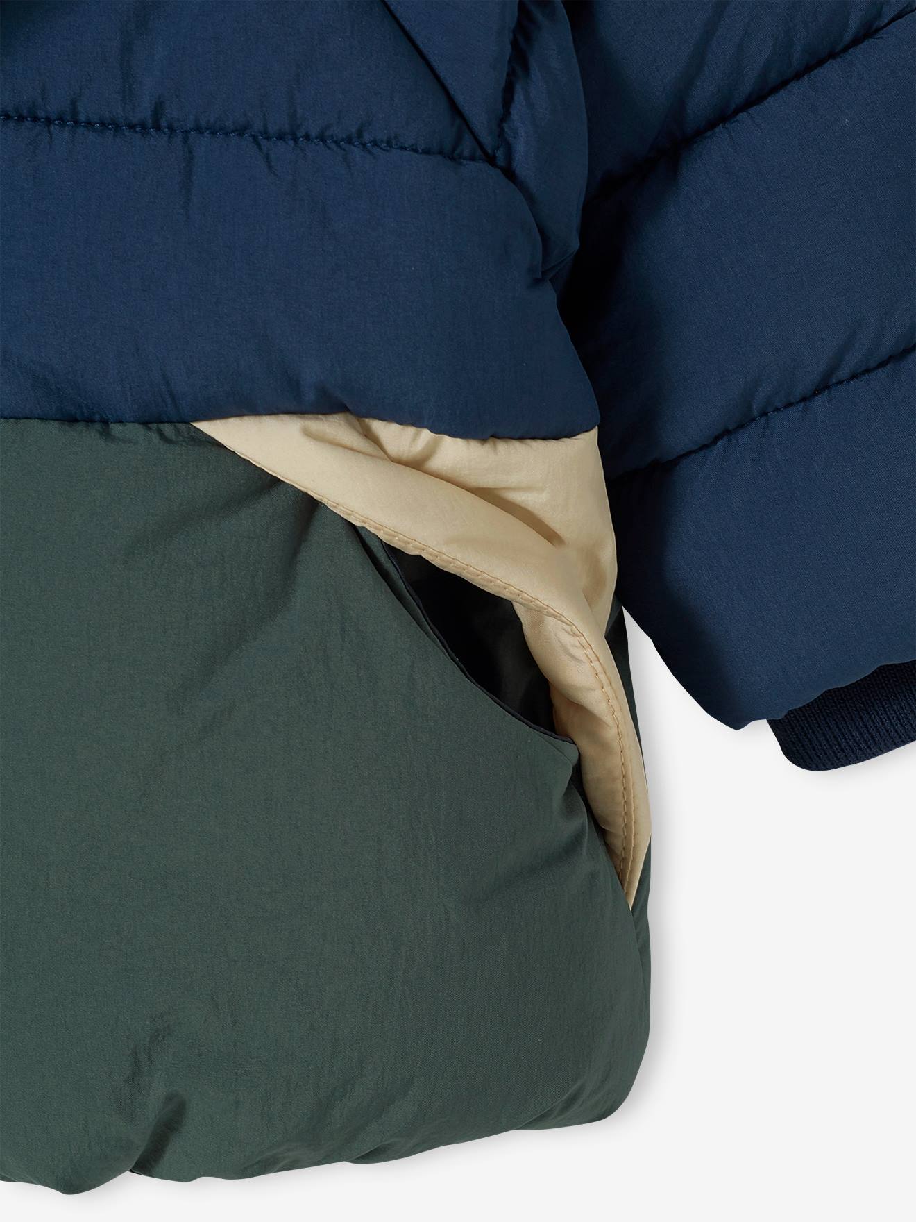 Doudoune colorblock bébé avec capuche marine