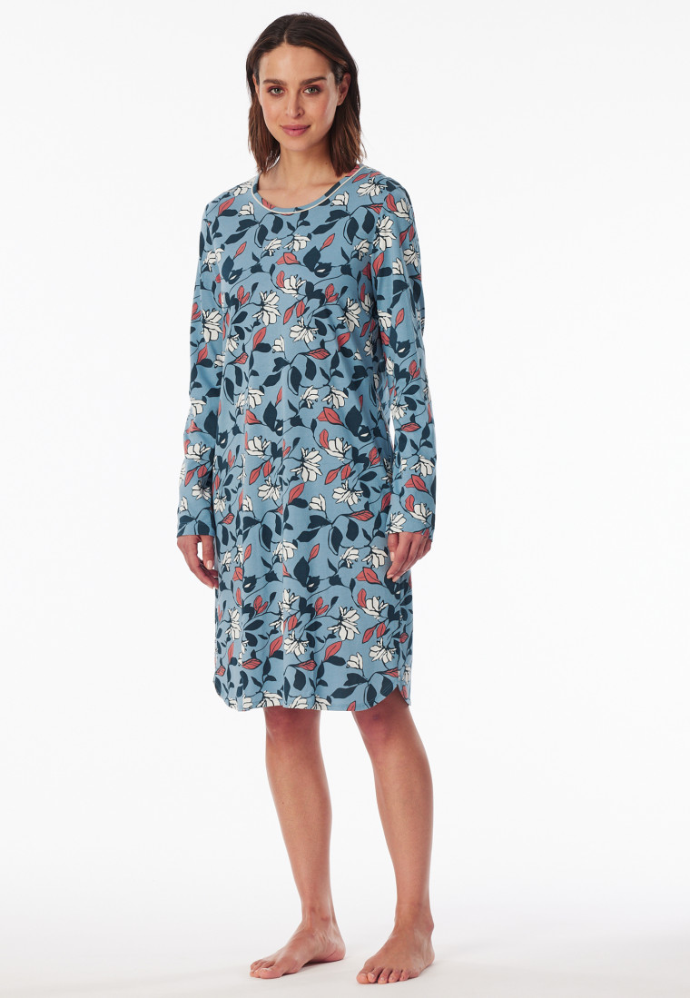 Nachthemd langarm Blumen mehrfarbig bedruckt - Comfort Nightwear