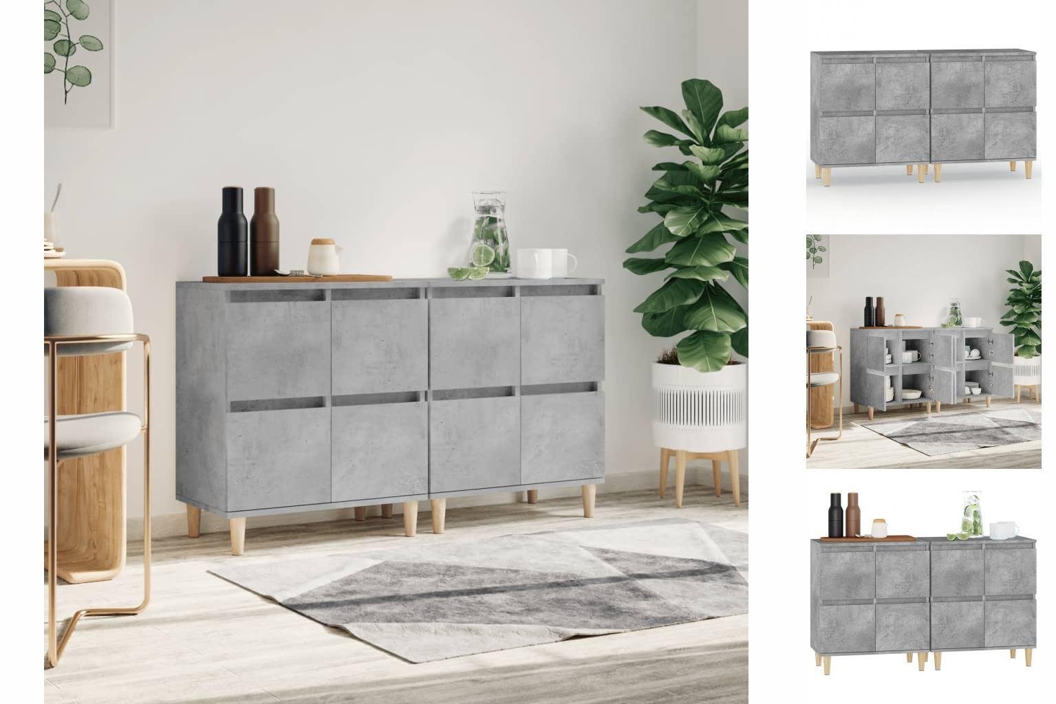 vidaXL Anrichte Sideboards 2 Stk Betongrau 60x35x70 cm Holzwerkstoff Kommode