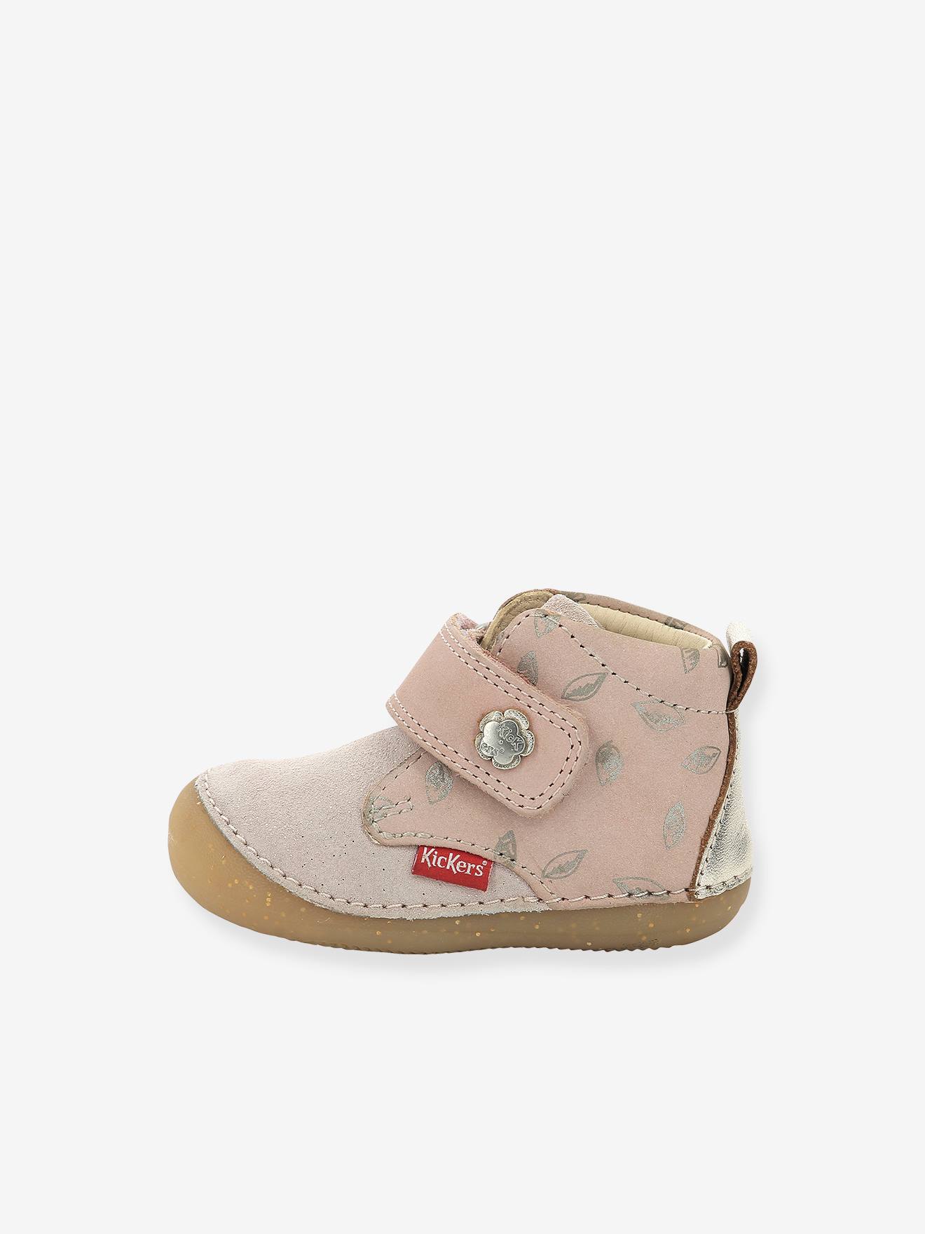 Bottillons cuir bébé fille Sabio KICKERS® 1ers pas rose imprimé