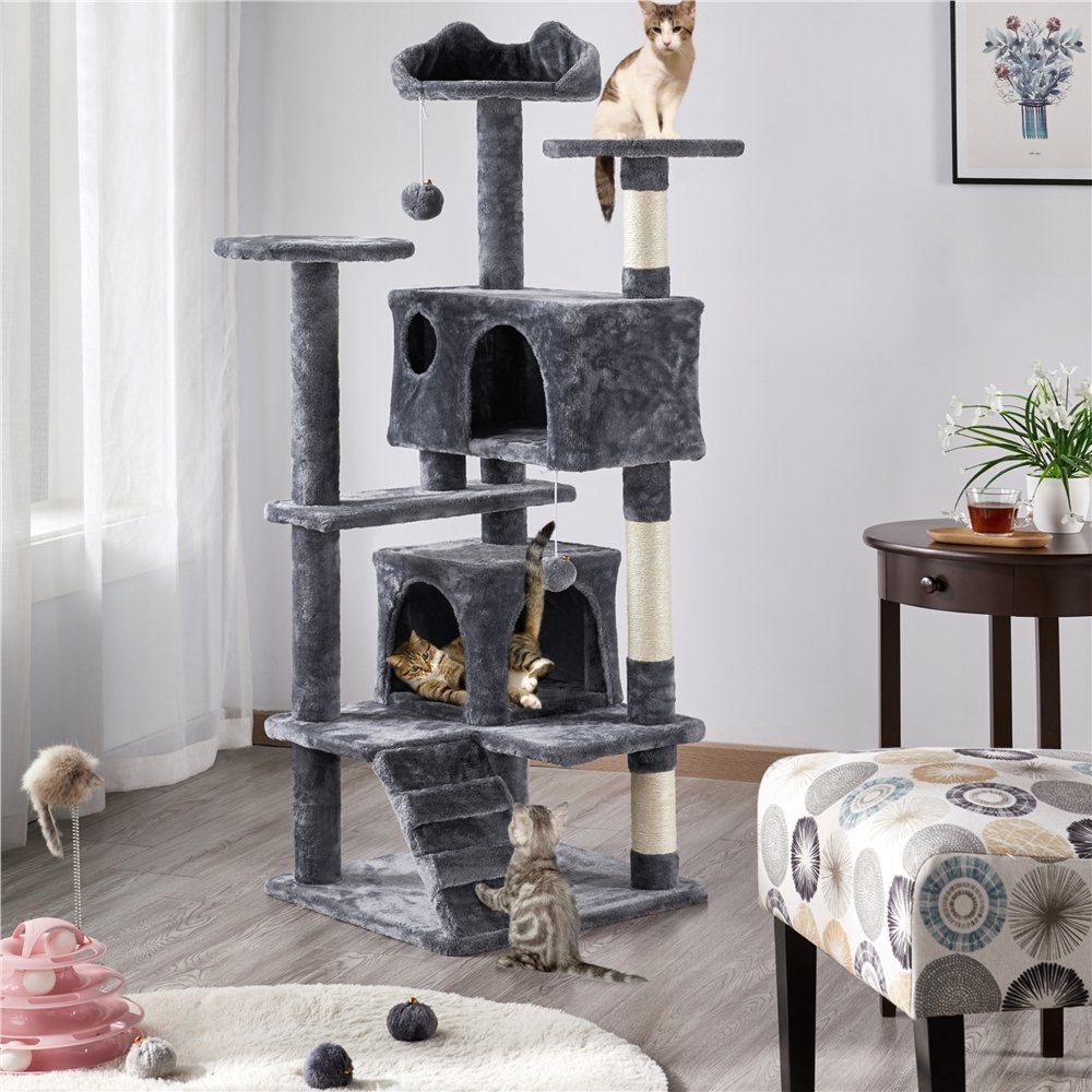 Yaheetech Kratzbaum, Stabiler Katzenbaum, Kletterbaum für Katzen Höhe 137 cm