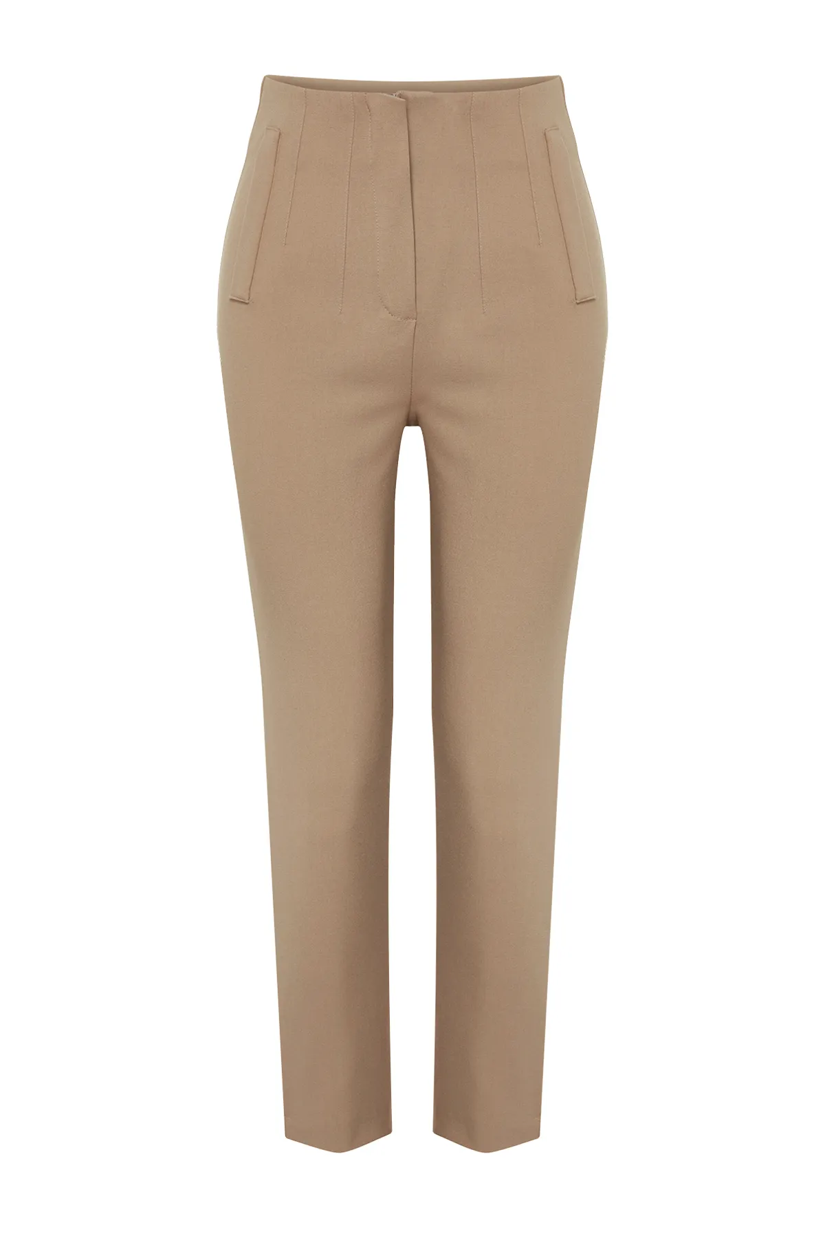 Trendyol Collection  Beige Zigaretten-Dichtmasse - Polyviscon-Gewebte Hose TWOSS24PL00029