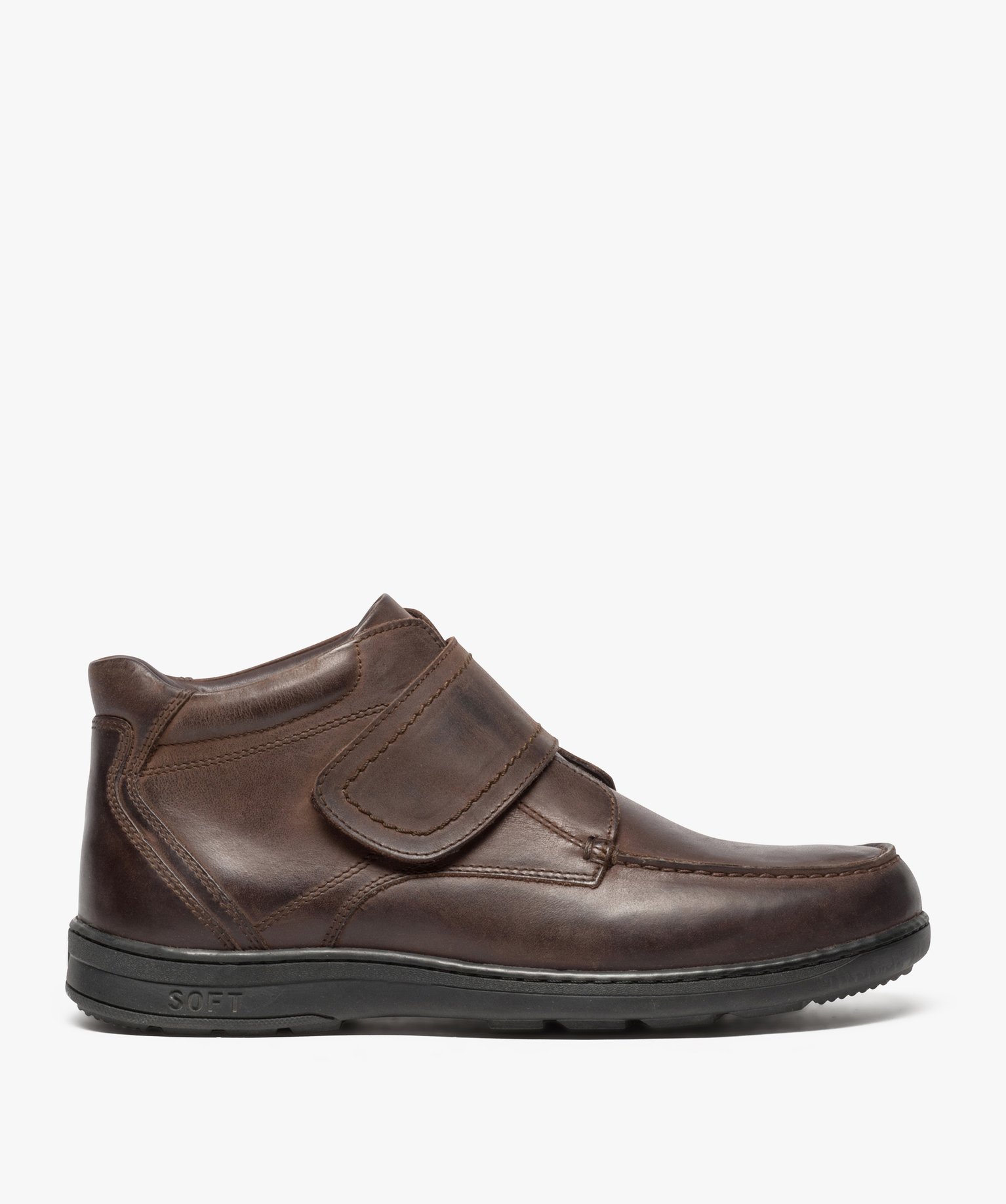 Boots homme confort en cuir fermeture scratch | GEMO