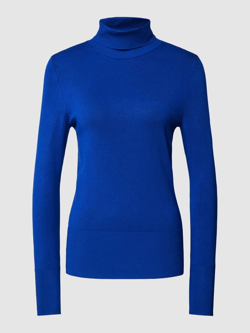 Rollkragenpullover mit gerippten Abschlüssen in royalblau