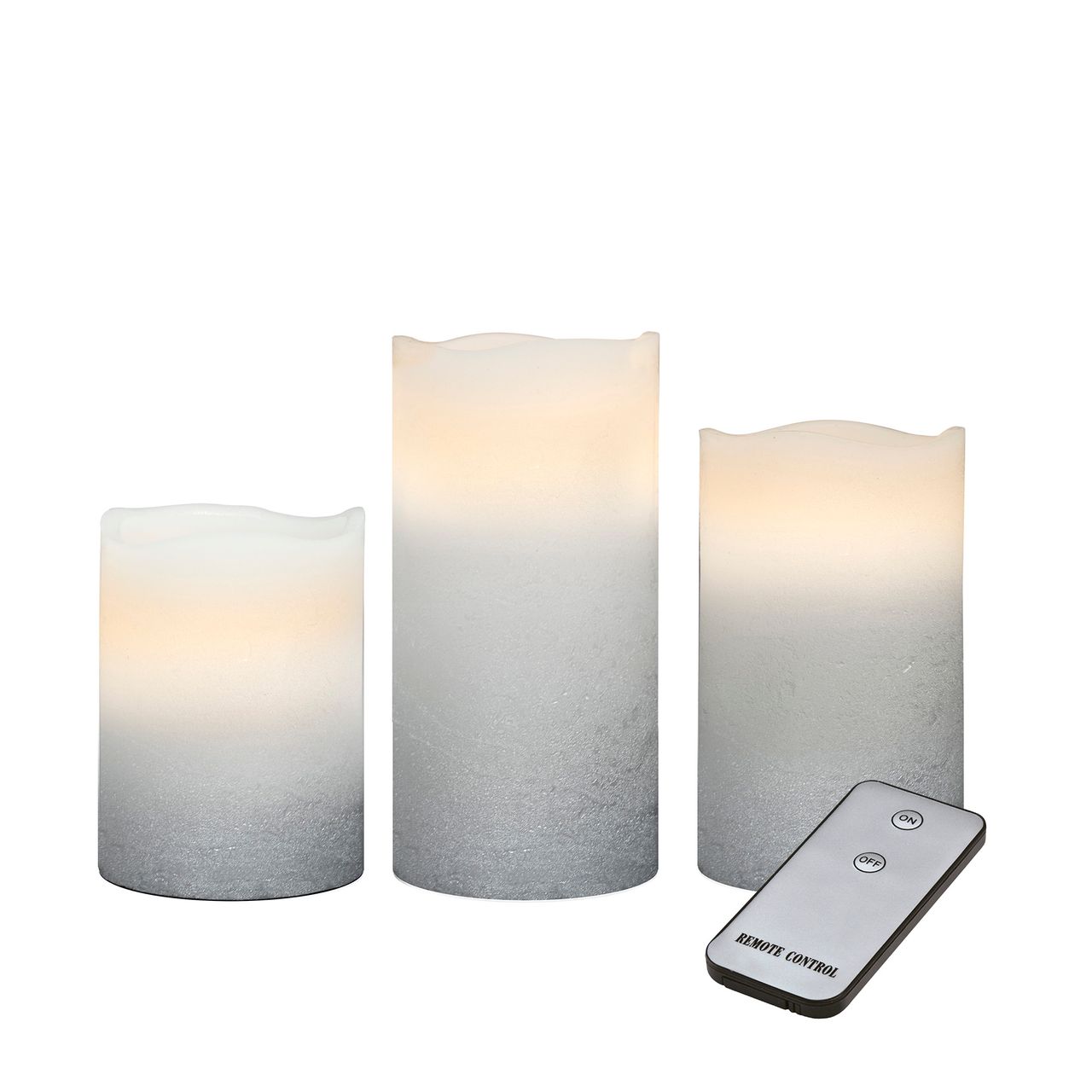 X4-Life X4-LIFE LED Echtwachskerzen mit Wellenrand und Silberverlauf 3er Set inkl. Fernbedienung