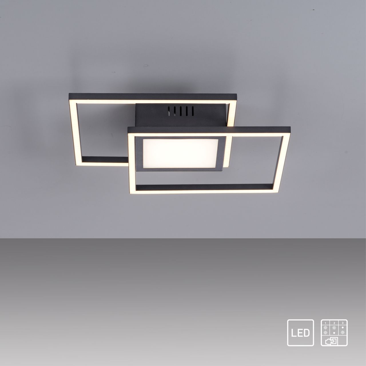 JUST LIGHT LED Deckenleuchte ASMIN, separat steuerbar, IP20, Schwarz
