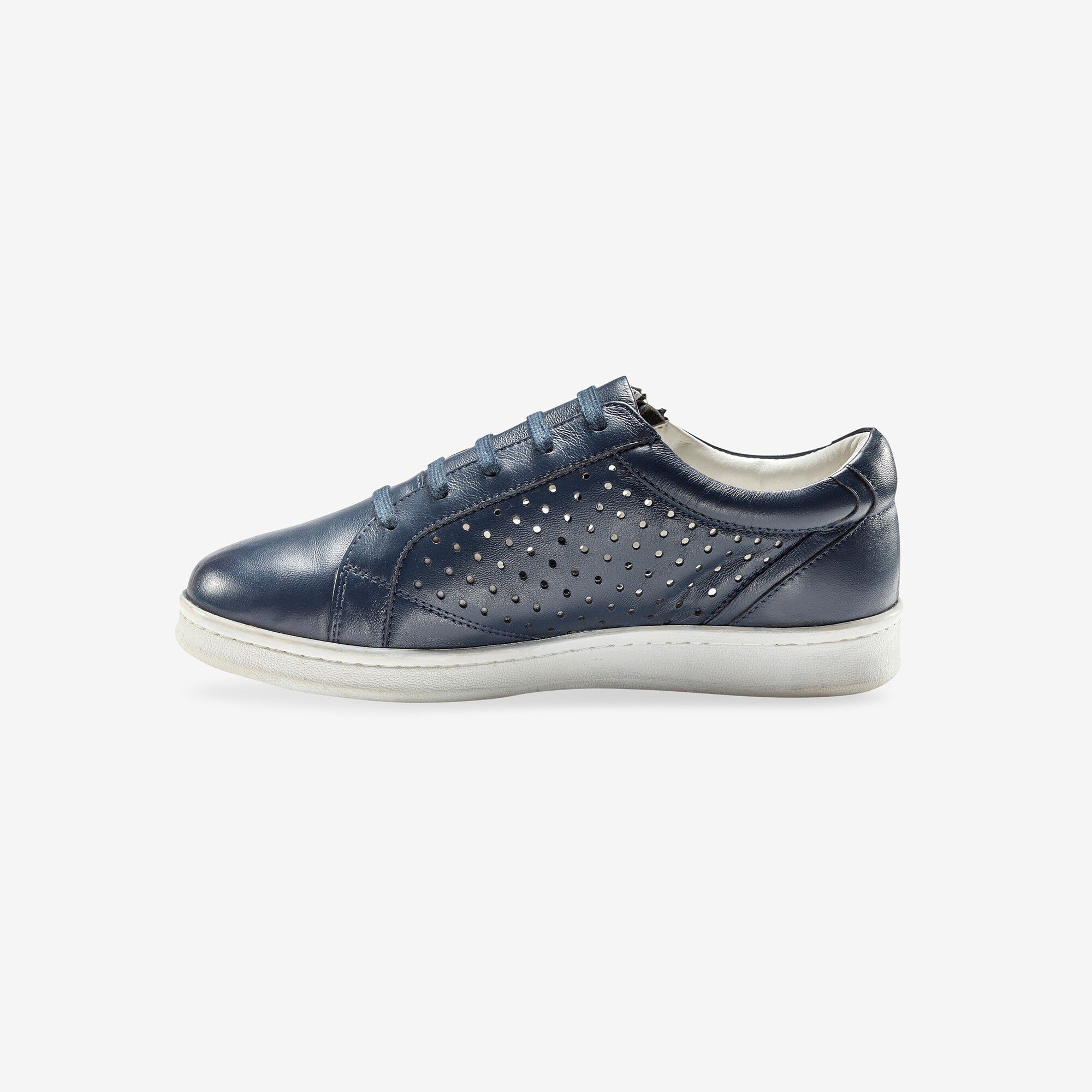 Tennis zippée en cuir perforé