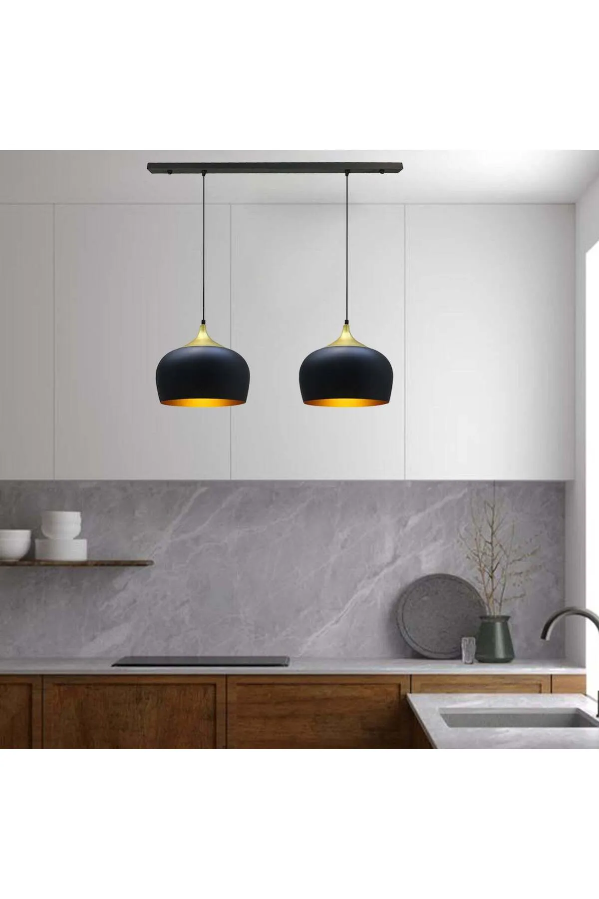 Bamyum  2x Hängelampe E27 Metall Set aus 2-3-4 Pendellampen Hängelampe Pendelleuchte